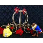 Beauty and The Beast Belle Gold Carriage with Flowers Cake Topper Centerpiece Decoration